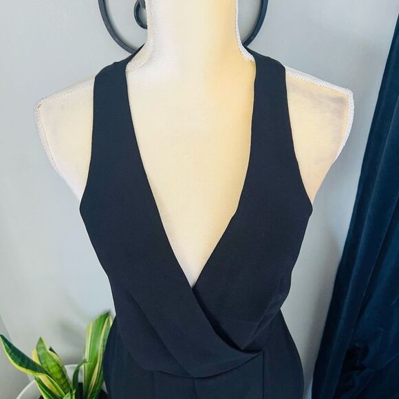DRESS THE POPULATION Ariel Racerback Faux Wrap Crepe Dress Gown, Black Small NWT - Picture 13 of 16
